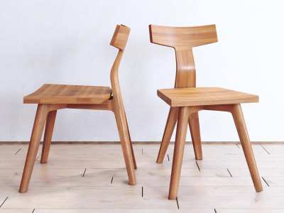 北欧原木椅子3D模型下载